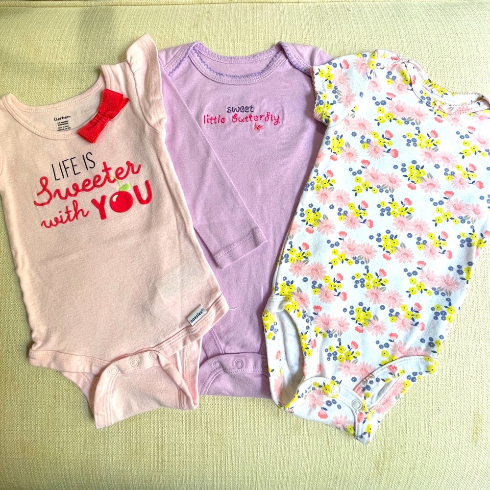 Baby Girl Bodysuits by Gerber,Koala ToysRus and Simple Joys Carter 3-6 Mos .